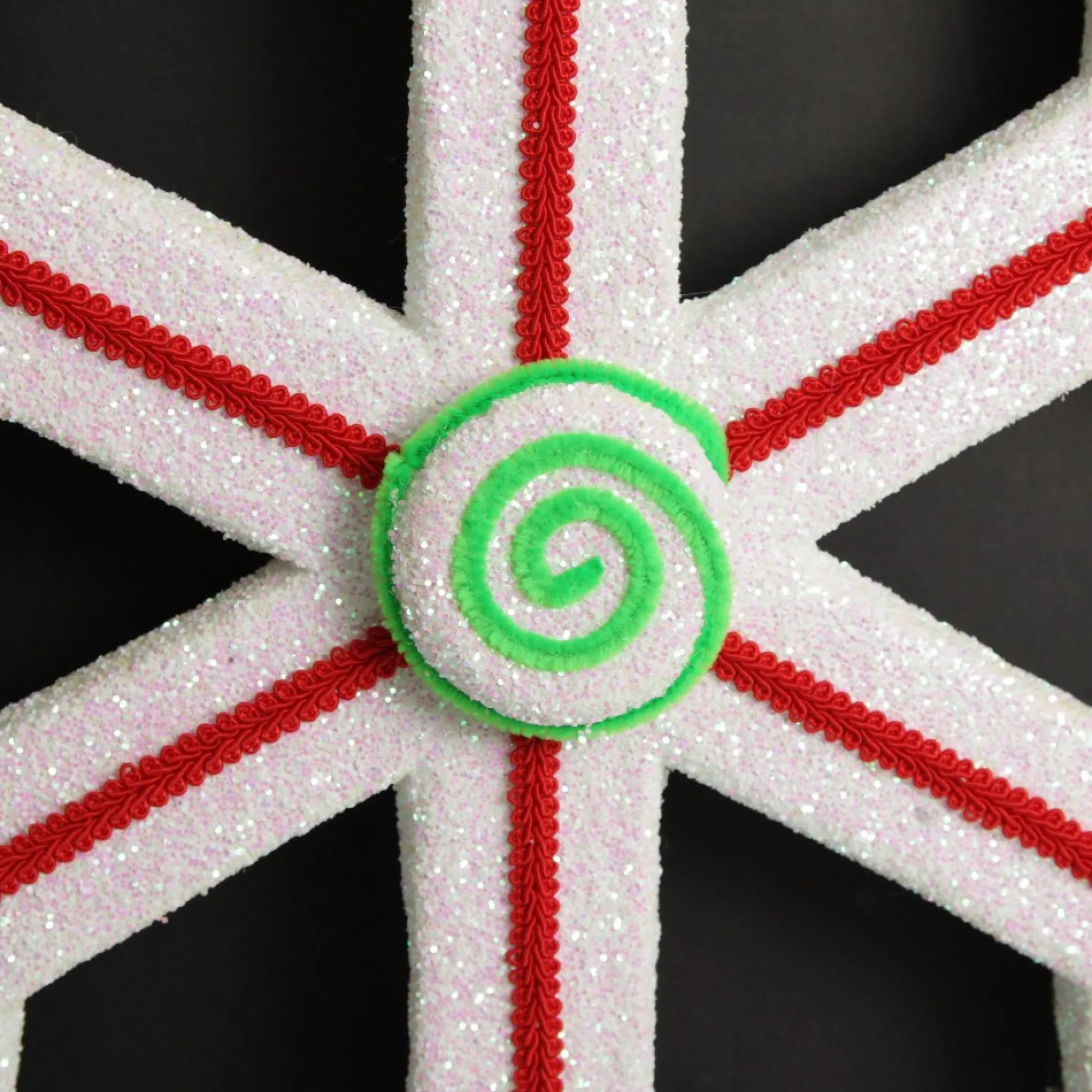 Extra Large White Snowflake with Red Lolly Trim New