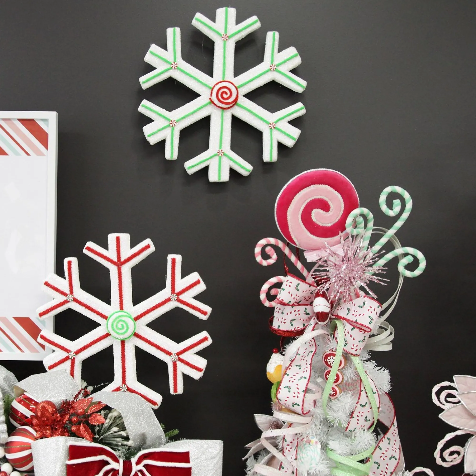 Extra Large White Snowflake with Mint Green Lolly Trim Sale