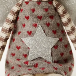 Fabric Sitting Angel with Grey Dress New