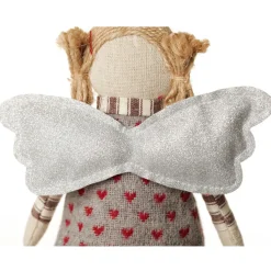 Fabric Sitting Angel with Grey Dress New