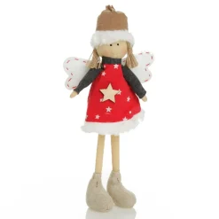 Fabric Standing Angel Star - Red Dress New