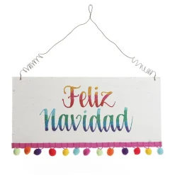 Feliz Navidad Pom Pom Plaque Store