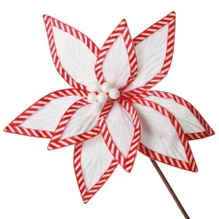 Festive White Flower Stem with Striped Edge Hot