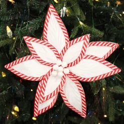 Festive White Flower Stem with Striped Edge Hot