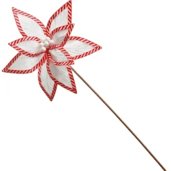 Festive White Flower Stem with Striped Edge Hot