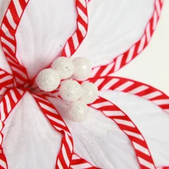 Festive White Flower Stem with Striped Edge Hot