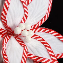 Festive White Flower Stem with Striped Edge Hot