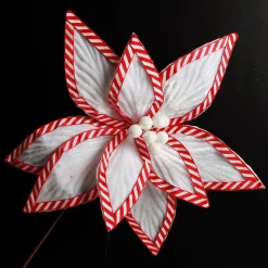 Festive White Flower Stem with Striped Edge Hot