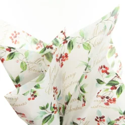 Floral Merry Christmas and Red Tissue Paper Wrap 10 Pack Store