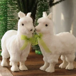 Fluffy White Llama with Green Bow Discount