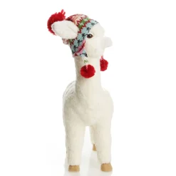 Fluffy White Llama with Hat - Standing Discount