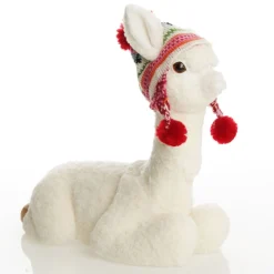 Fluffy White Llama with Hat - Sitting Clearance