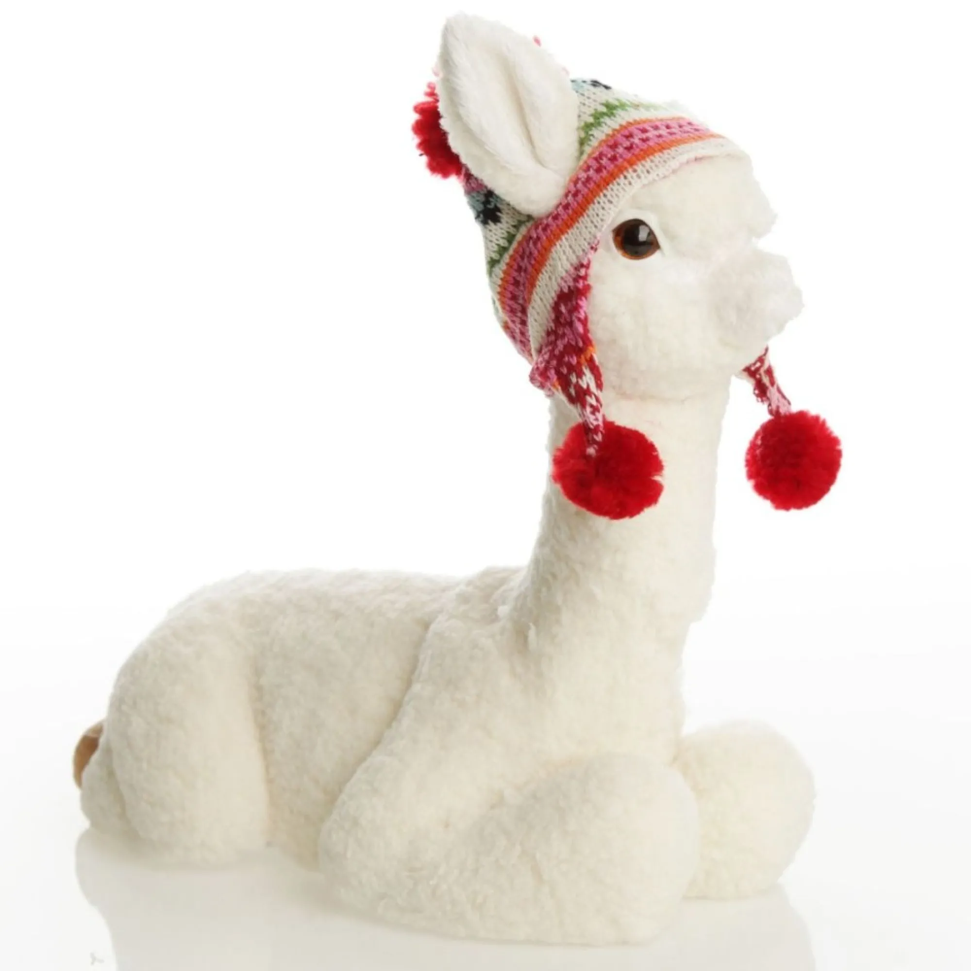 Fluffy White Llama with Hat - Sitting Clearance