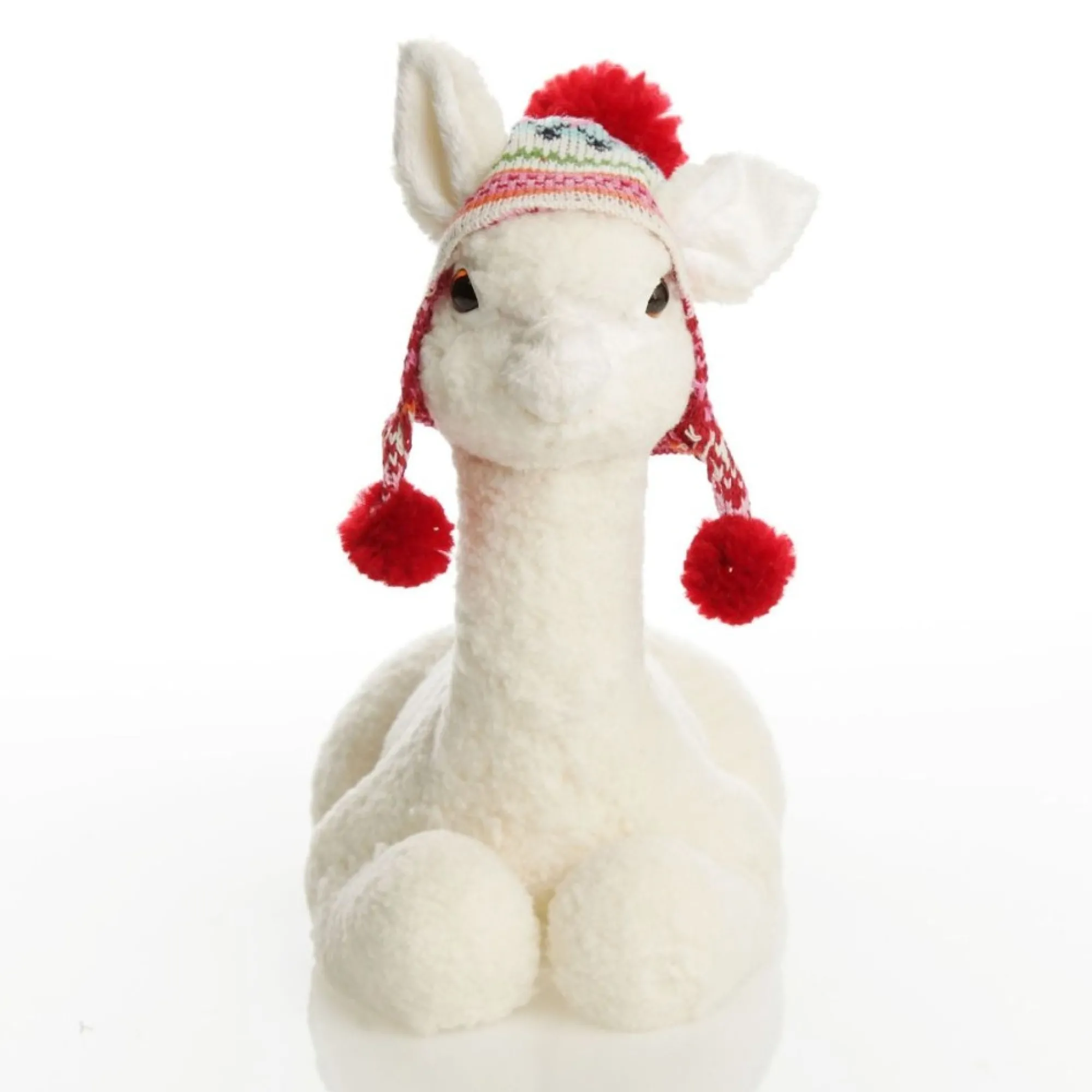 Fluffy White Llama with Hat - Sitting Clearance