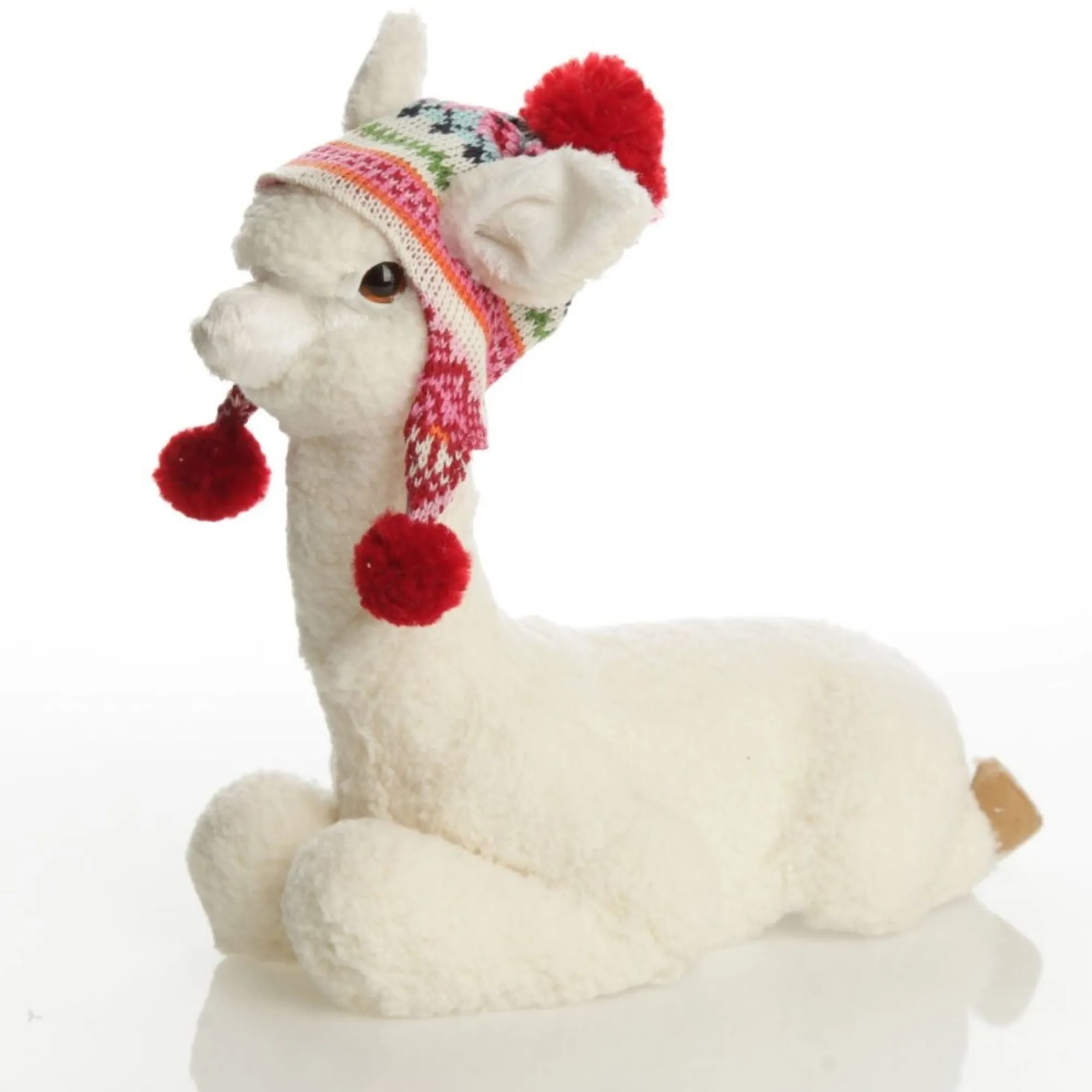Fluffy White Llama with Hat - Sitting Clearance
