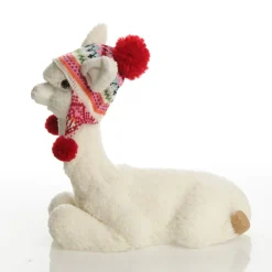 Fluffy White Llama with Hat - Sitting Clearance