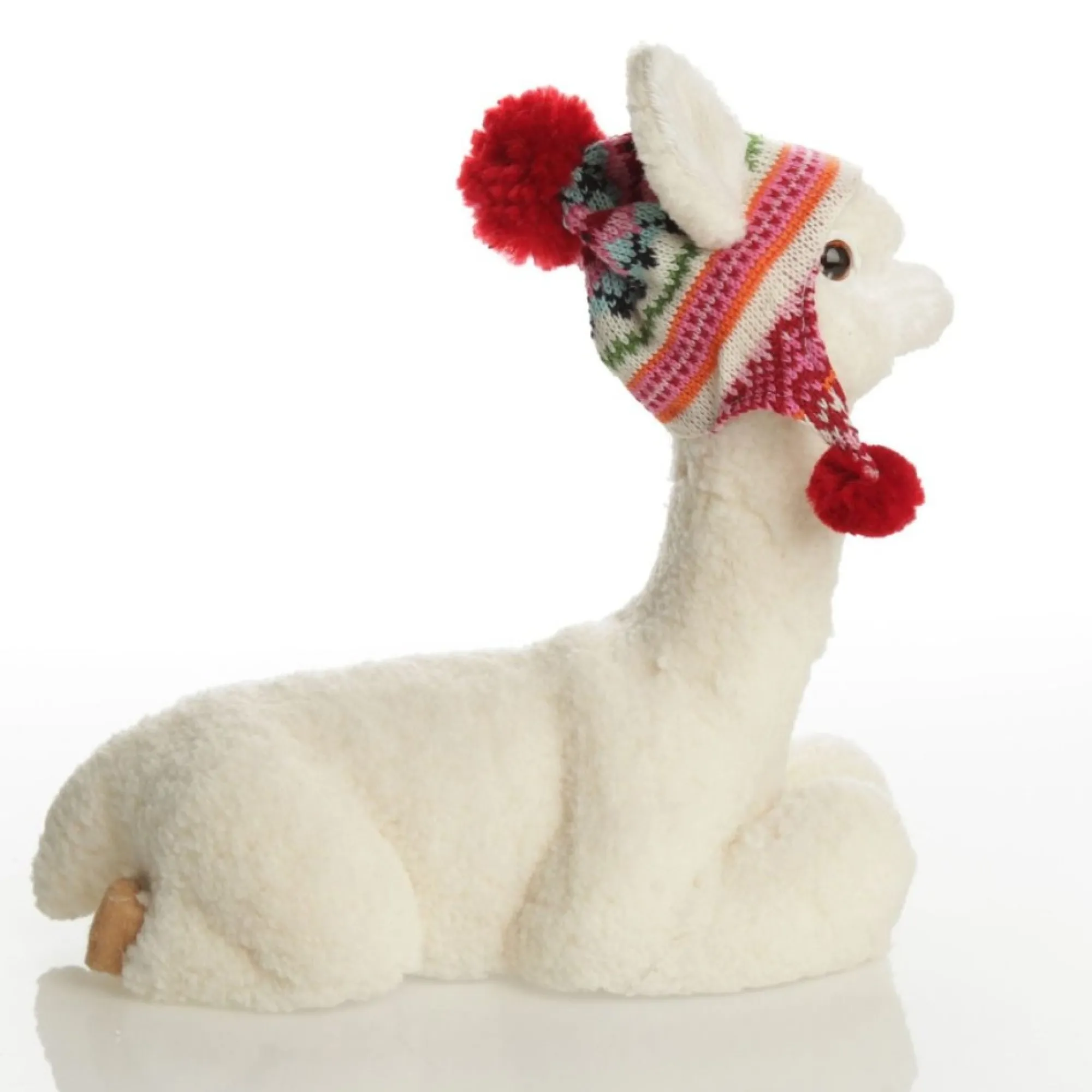 Fluffy White Llama with Hat - Sitting Clearance