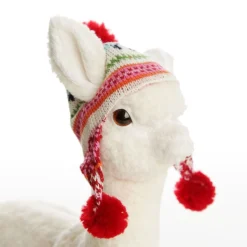 Fluffy White Llama with Hat - Sitting Clearance