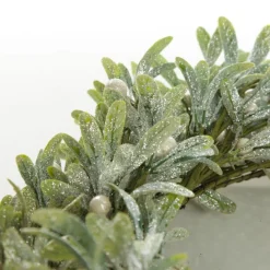 Frosted Green Leaf Christmas Wreath with White Berries Store