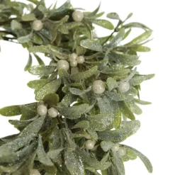 Frosted Green Leaf Christmas Wreath with White Berries Store
