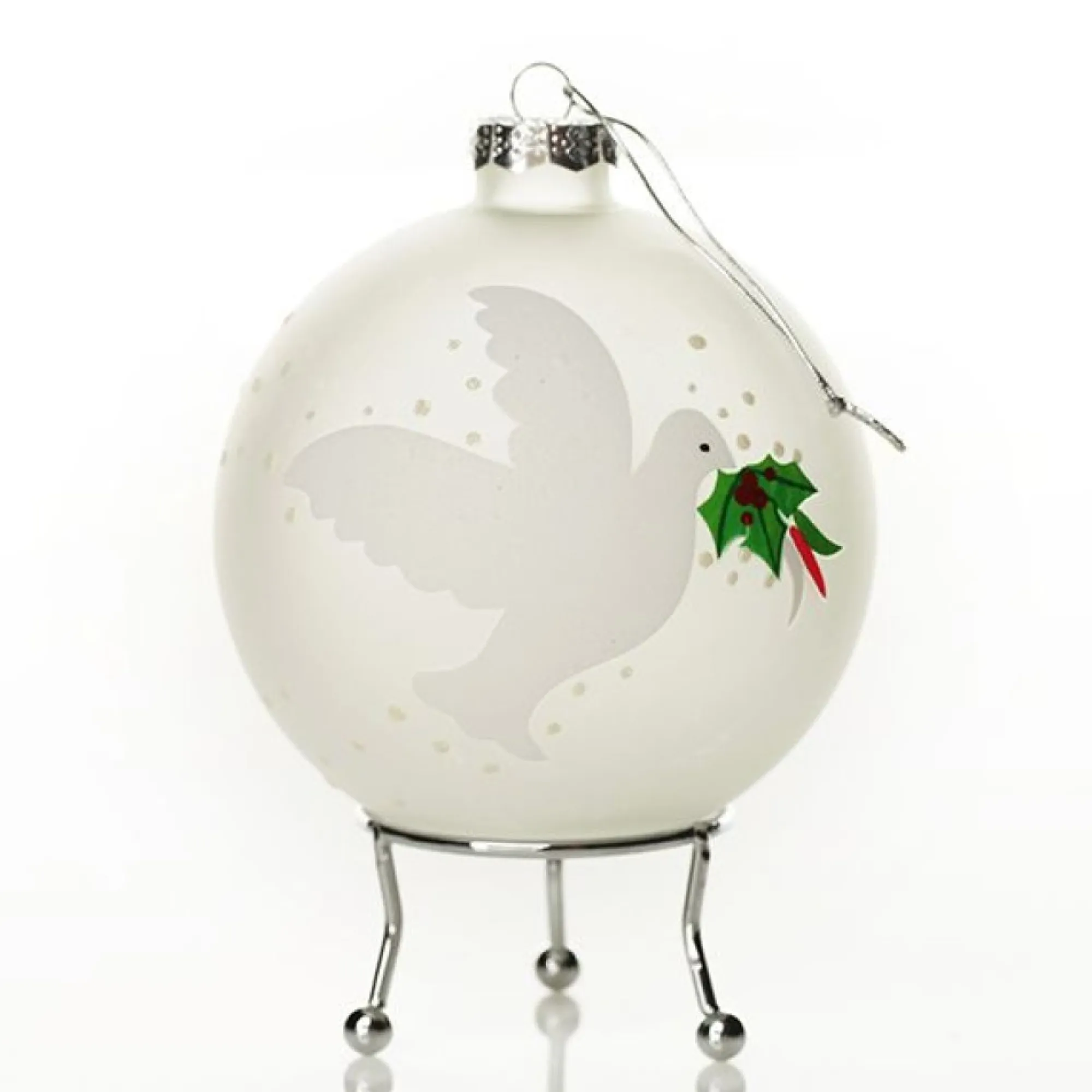 Frosted Peace Doves Christmas Bauble Online