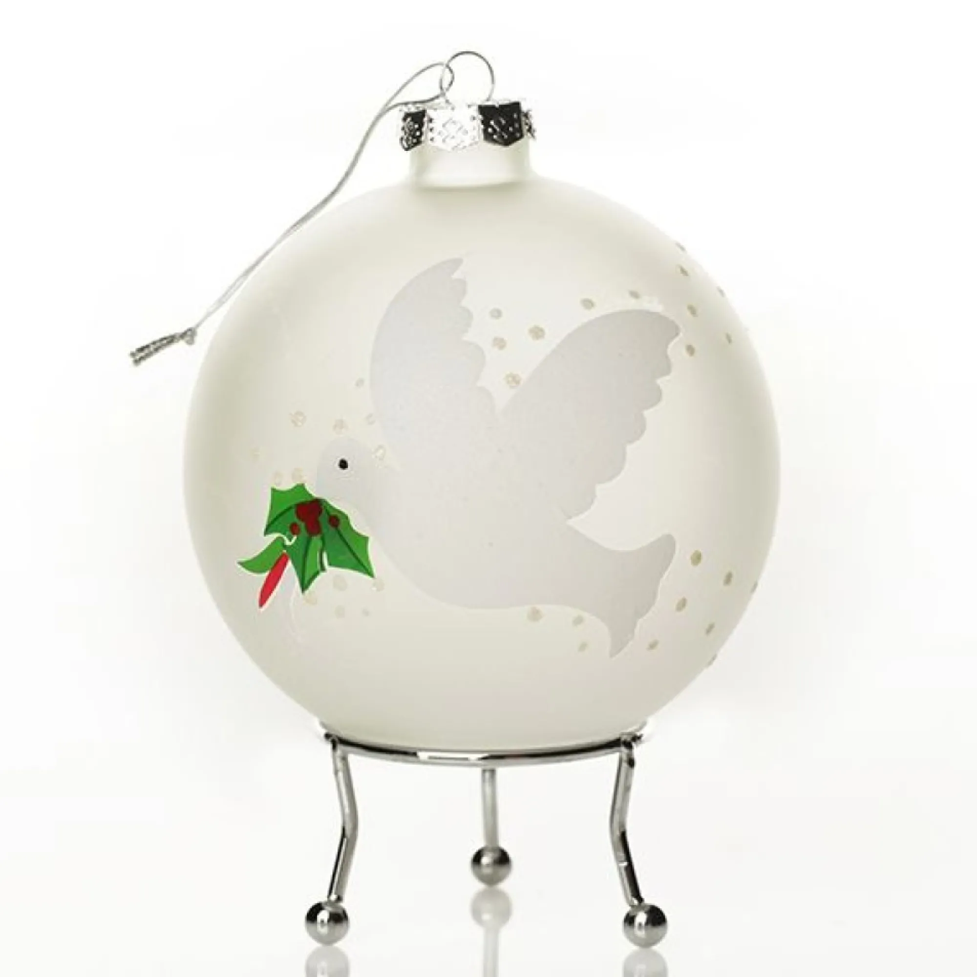 Frosted Peace Doves Christmas Bauble Online