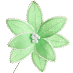 Fun Mint Green Flower Stem with White Pom Pom Trim Clearance