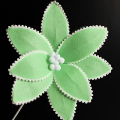 Fun Mint Green Flower Stem with White Pom Pom Trim Clearance