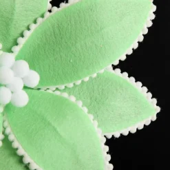 Fun Mint Green Flower Stem with White Pom Pom Trim Clearance