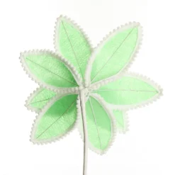 Fun Mint Green Flower Stem with White Pom Pom Trim Clearance