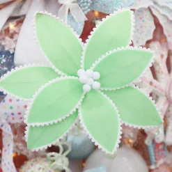 Fun Mint Green Flower Stem with White Pom Pom Trim Clearance