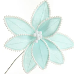 Fun Pale Blue Flower Stem with White Pom Pom Trim Best Sale