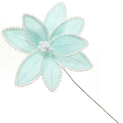 Fun Pale Blue Flower Stem with White Pom Pom Trim Best Sale