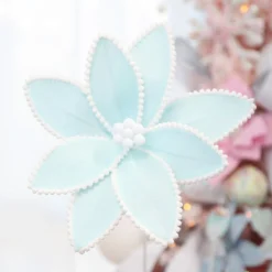 Fun Pale Blue Flower Stem with White Pom Pom Trim Best Sale