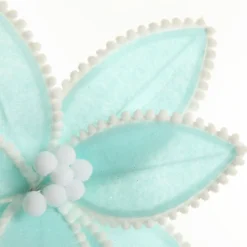 Fun Pale Blue Flower Stem with White Pom Pom Trim Best Sale