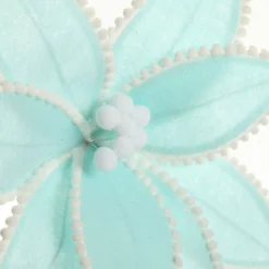 Fun Pale Blue Flower Stem with White Pom Pom Trim Best Sale