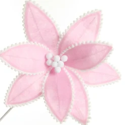 Fun Pale Pink Flower Stem with White Pom Pom Trim Fashion