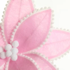 Fun Pale Pink Flower Stem with White Pom Pom Trim Fashion