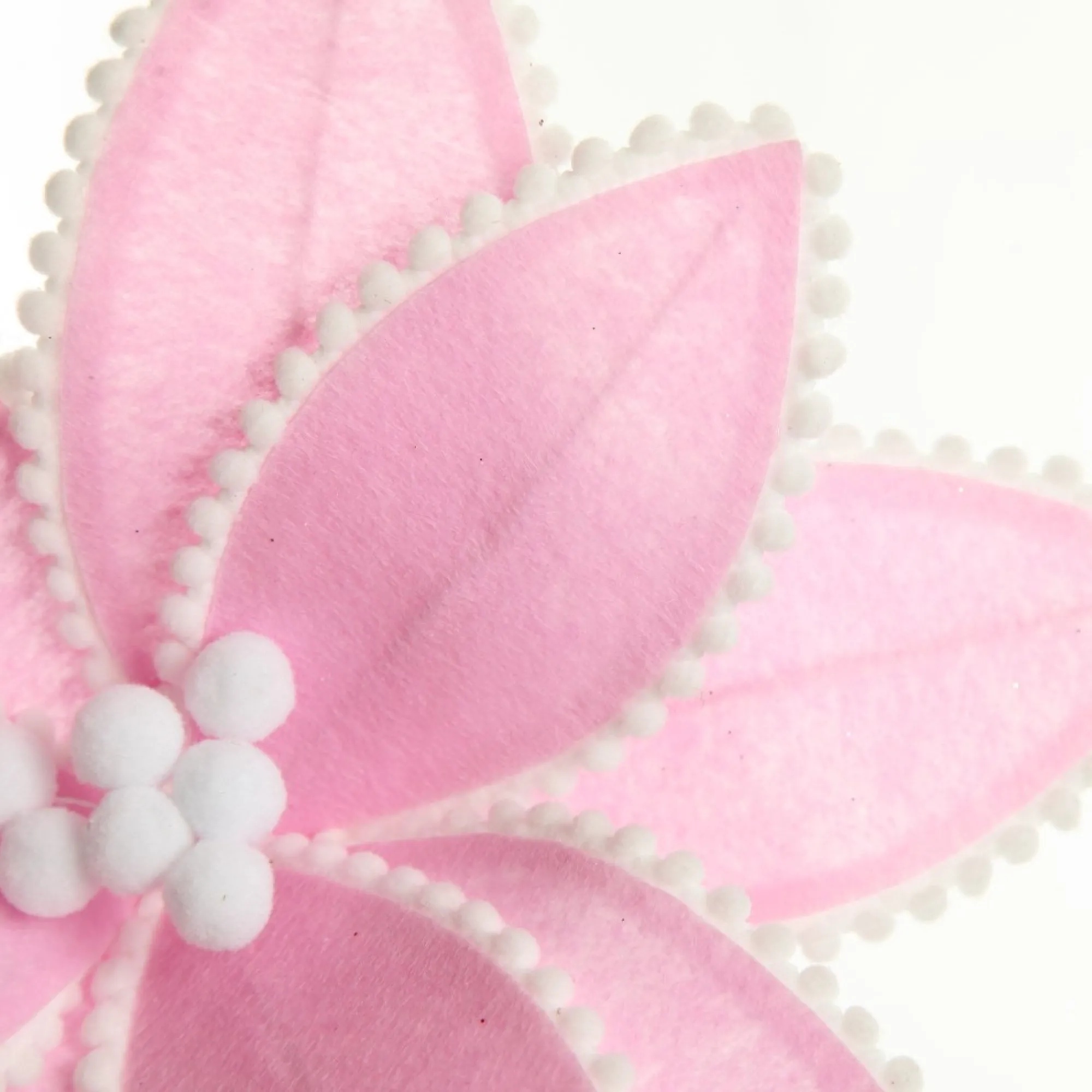 Fun Pale Pink Flower Stem with White Pom Pom Trim Fashion