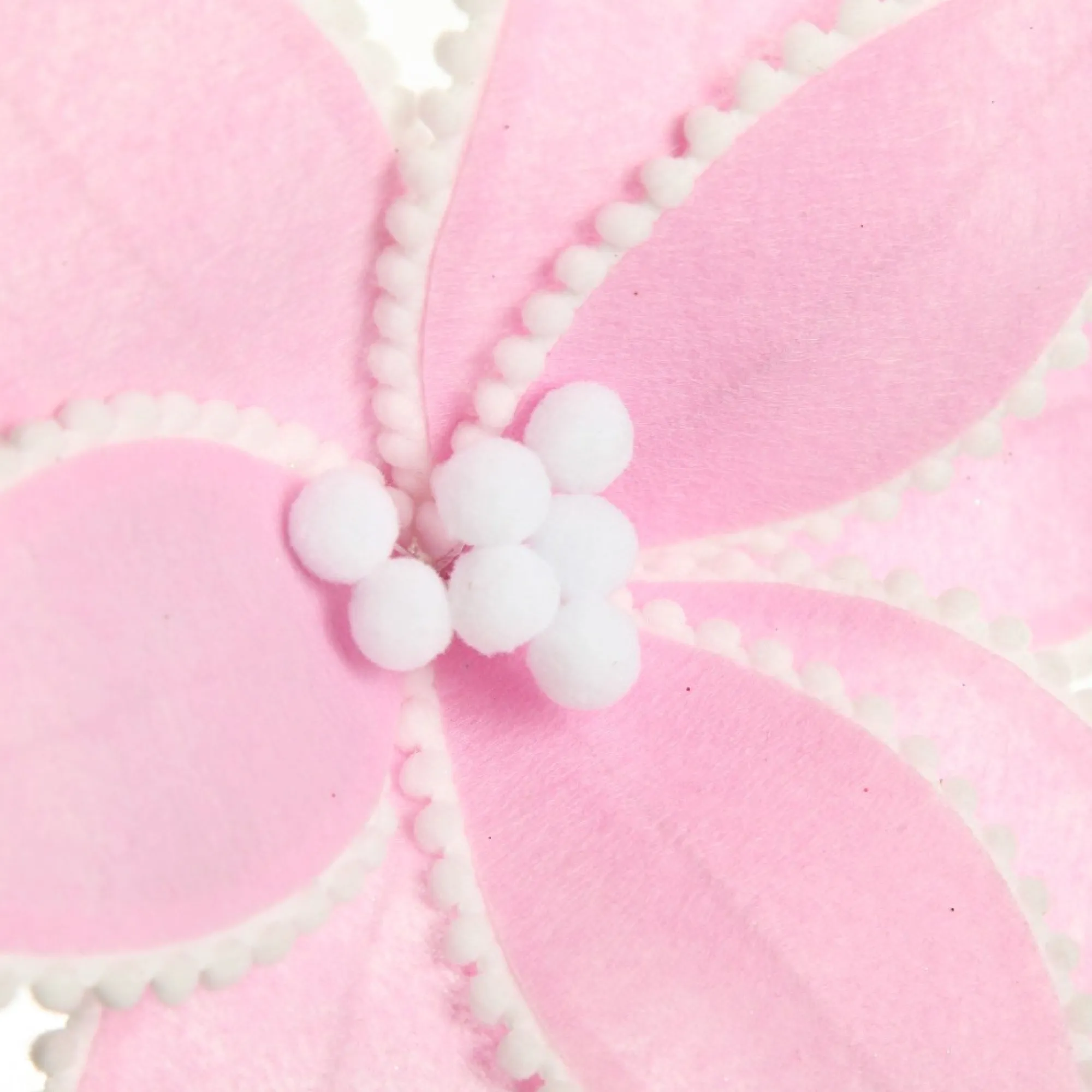 Fun Pale Pink Flower Stem with White Pom Pom Trim Fashion