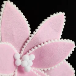 Fun Pale Pink Flower Stem with White Pom Pom Trim Fashion