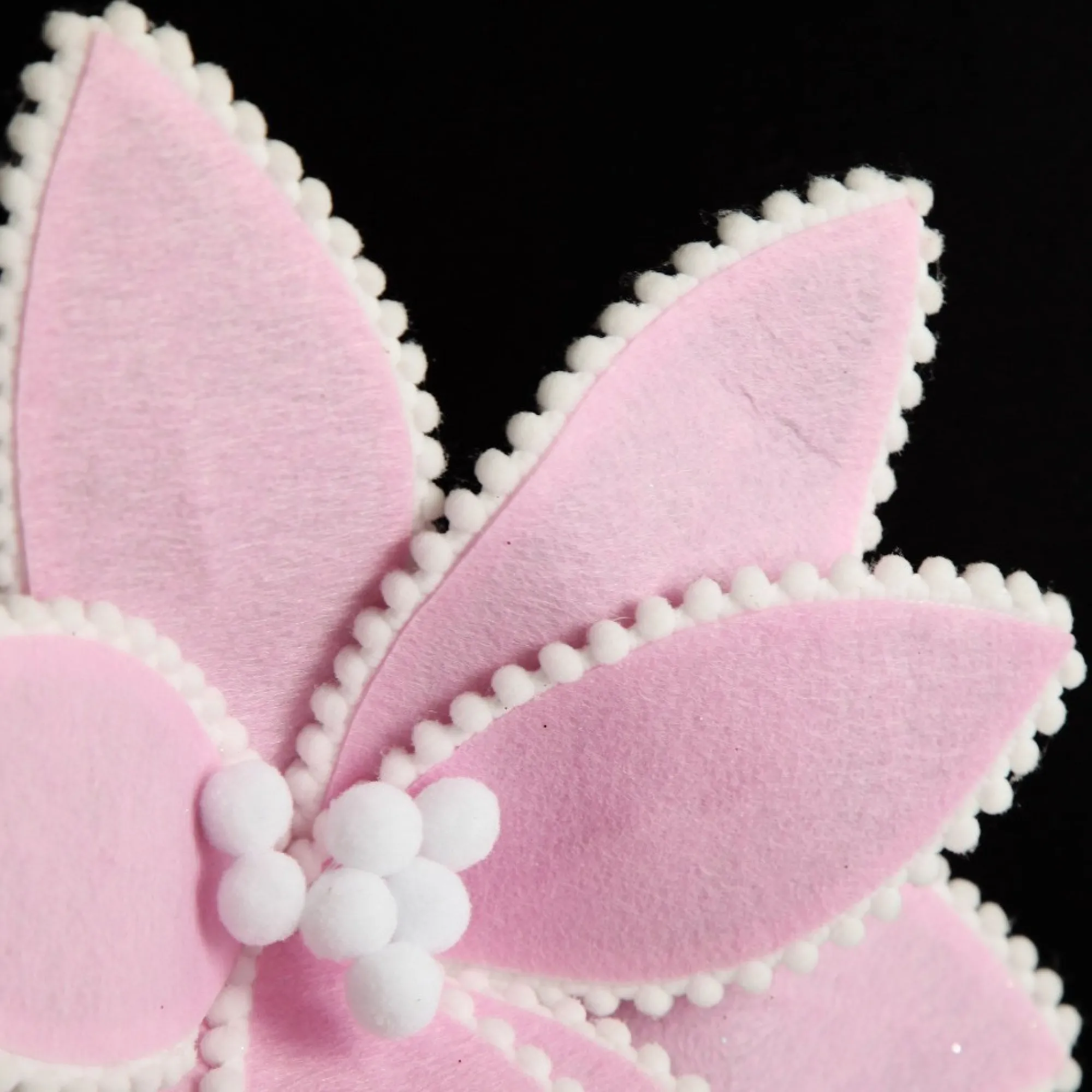 Fun Pale Pink Flower Stem with White Pom Pom Trim Fashion