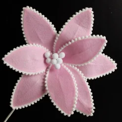 Fun Pale Pink Flower Stem with White Pom Pom Trim Fashion