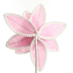 Fun Pale Pink Flower Stem with White Pom Pom Trim Fashion