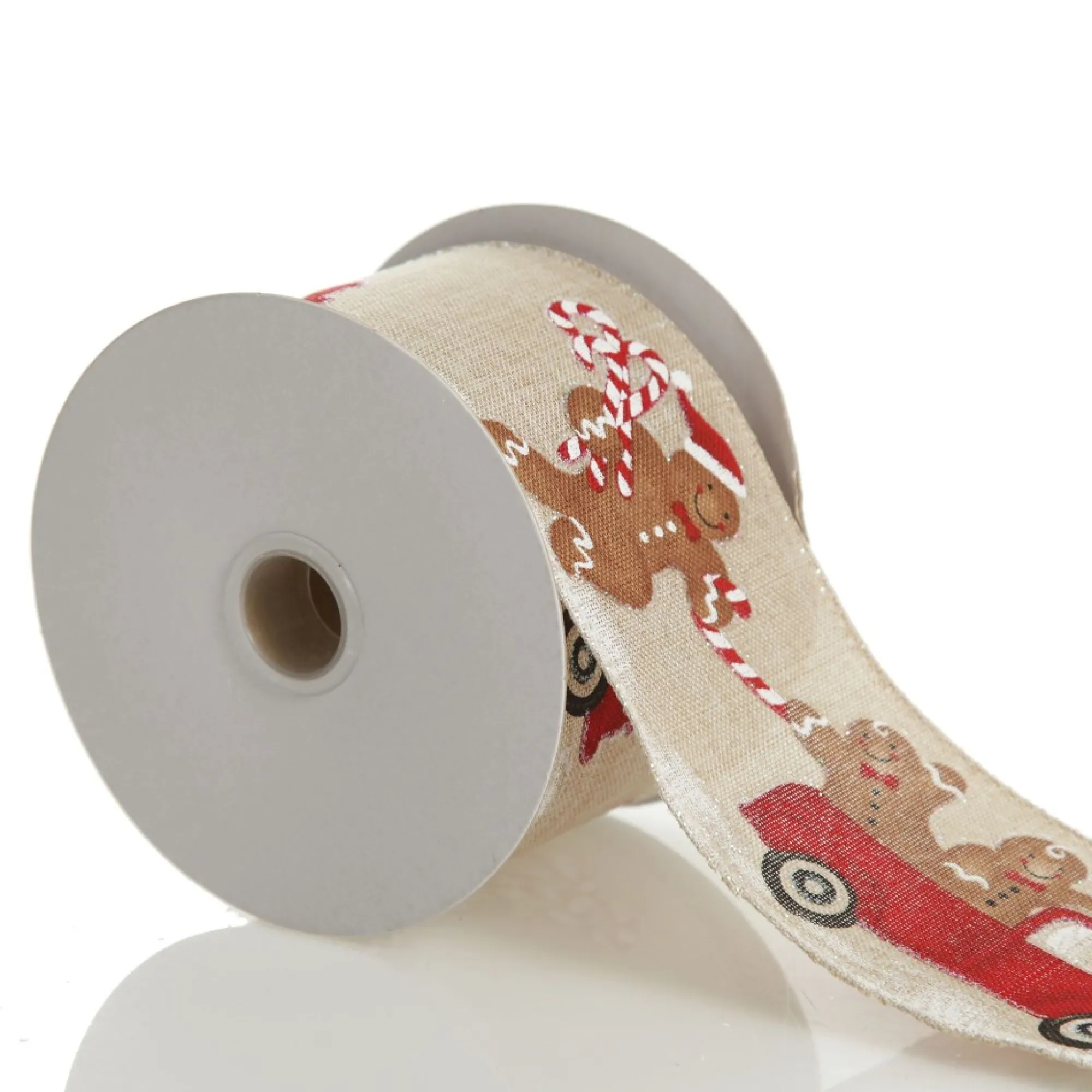 Gingerbread Natural Linen Printed Ribbon - 6.3cm Online