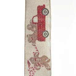 Gingerbread Natural Linen Printed Ribbon - 6.3cm Online