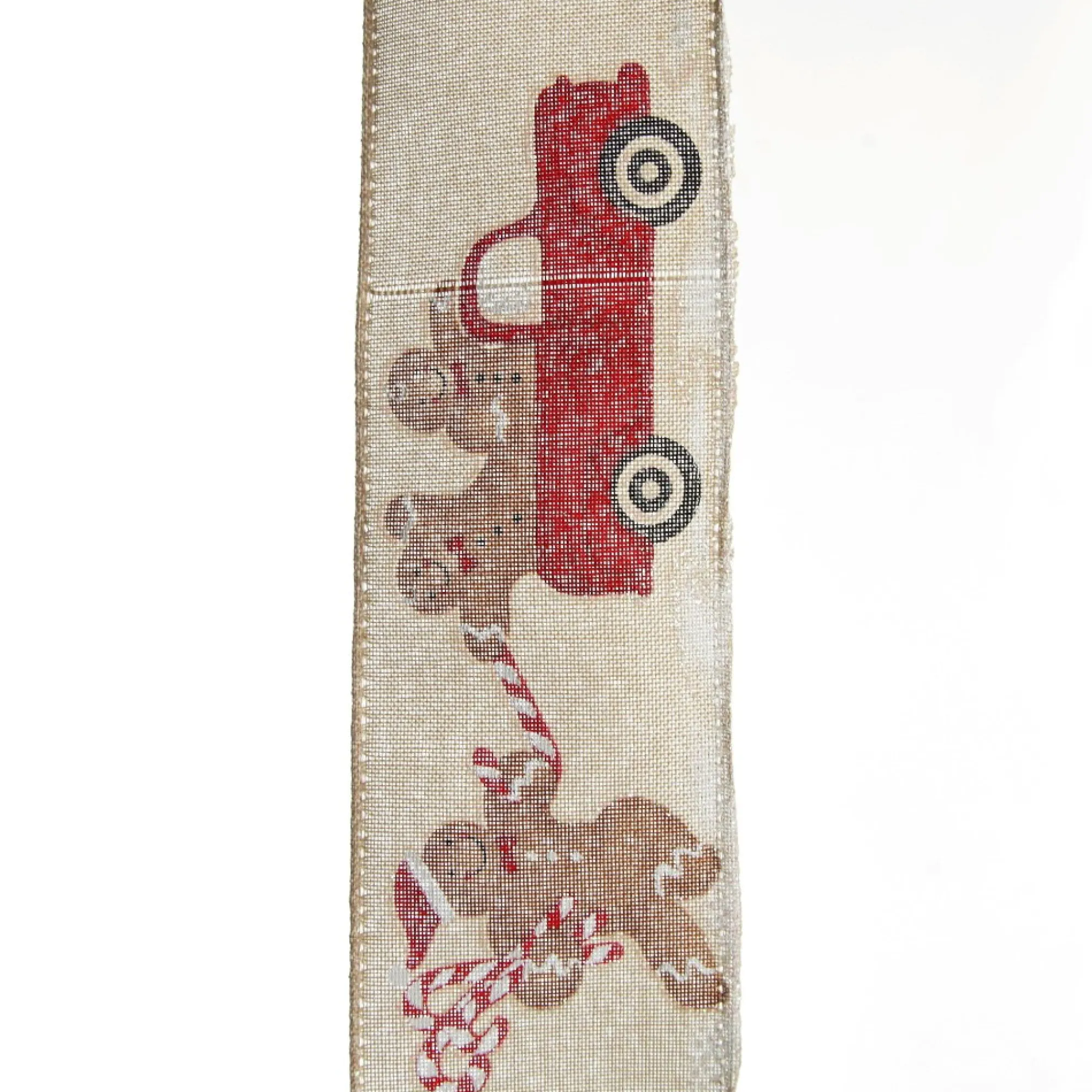 Gingerbread Natural Linen Printed Ribbon - 6.3cm Online
