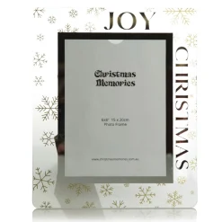 Glass Christmas Frame - Gold Snowflakes Joy Flash Sale