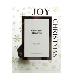 Glass Christmas Frame - Gold Snowflakes Joy Flash Sale