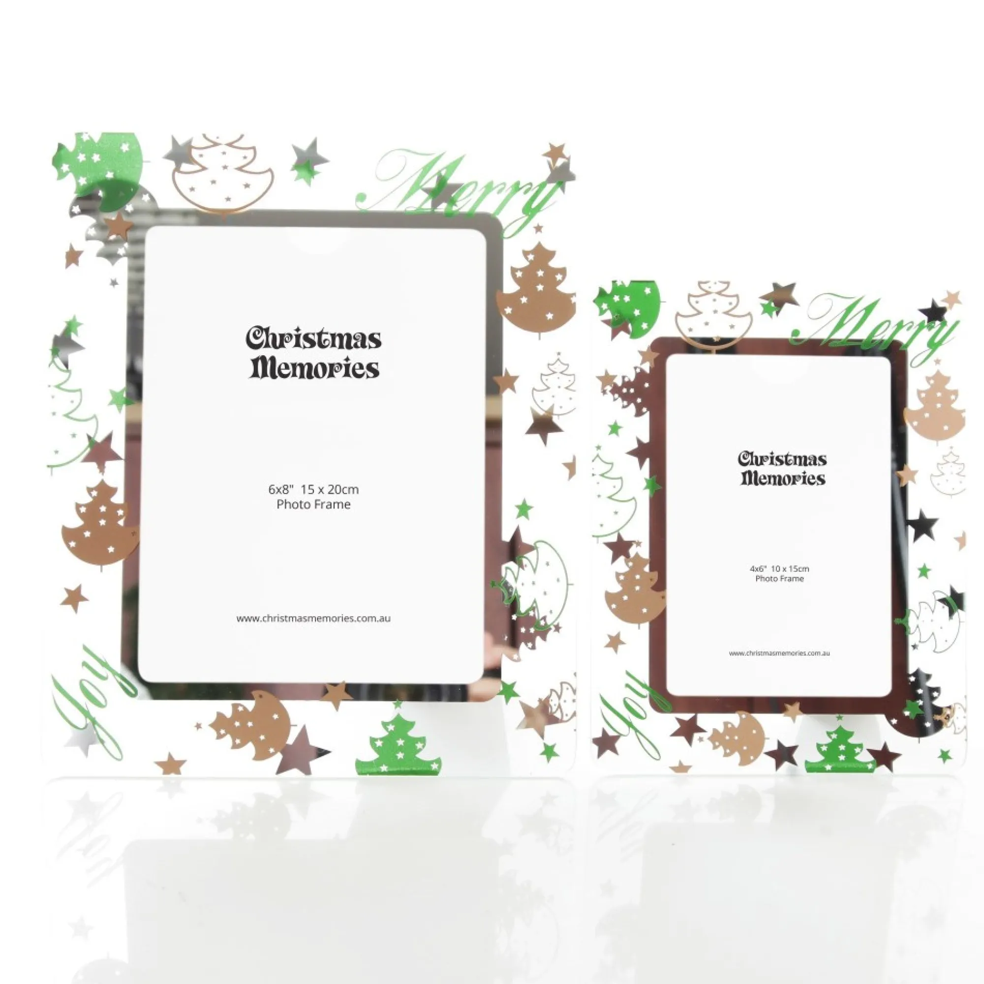 Glass Christmas Photo Frame - Gold and Green Trees Store